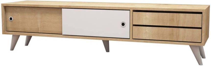 Homemania Tv meubel Eduardo 160x40x40 cm eikenkleurig en wit