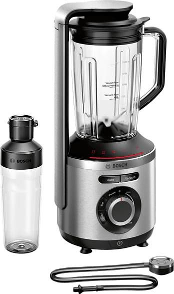 BOSCH Blender VitaPower Serie 8 MMBV621M krachtige mixprestaties, automatische functie, vacuüm functie, ice crusher, to go fles, zilver