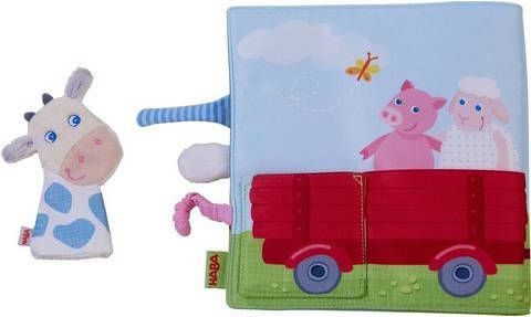 Haba Grijpspeeltje Textielen boek boerderij met koe vingerpop