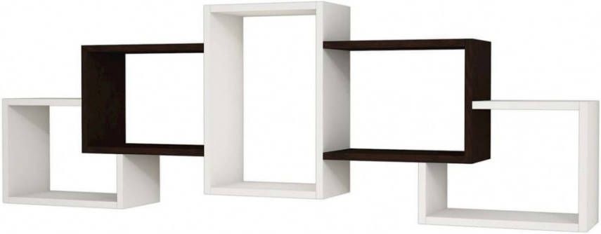 vidaXL Homemania Wandschap Berril 164x22x55 Cm Wit En Wengékleurig