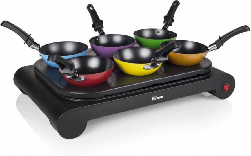 Tristar Wokset/Bakplaat Bp2827 6 Persoons 1000 Watt Zwart/Assortiment